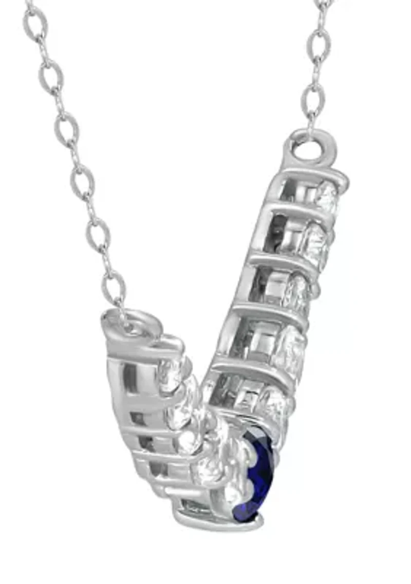 Lab Created 1 ct. t.w. Synthetic Blue and Created White Sapphire Necklace, Sterling Silver