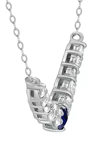Lab Created 1 ct. t.w. Synthetic Blue and Created White Sapphire Necklace, Sterling Silver