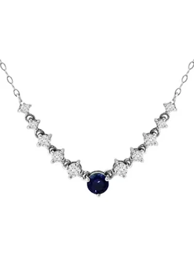 Lab Created 1.15 ct. t.w. Synthetic Blue and Created White Sapphire Necklace on 18 Inch chain, Sterling Silver