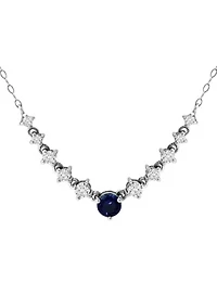 Lab Created 1.15 ct. t.w. Synthetic Blue and Created White Sapphire Necklace on 18 Inch chain, Sterling Silver