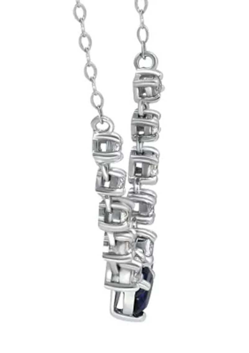 Lab Created 1.15 ct. t.w. Synthetic Blue and Created White Sapphire Necklace on 18 Inch chain, Sterling Silver