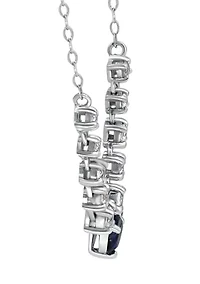 Lab Created 1.15 ct. t.w. Synthetic Blue and Created White Sapphire Necklace on 18 Inch chain, Sterling Silver