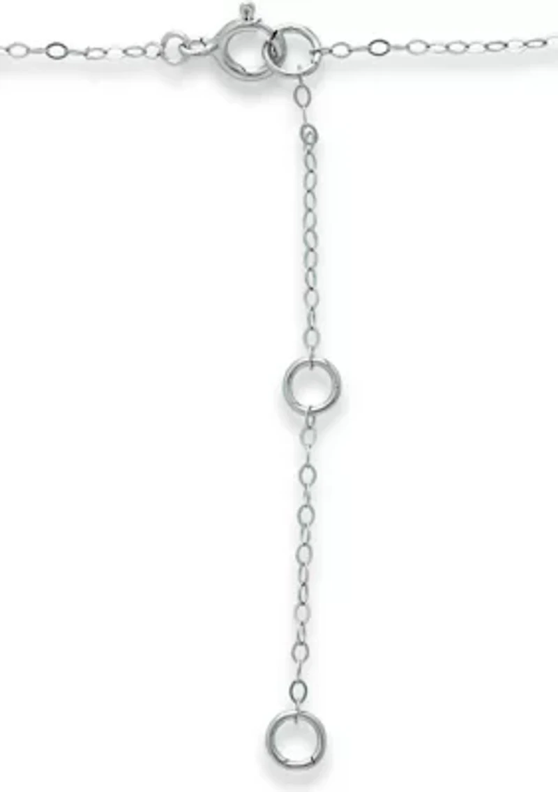 7/8 ct. 8x6MM Pear Amethyst and White Topaz Crown Necklace on 16 inch Chain with Extender, Sterling Silver