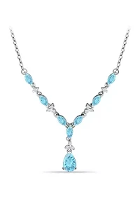 3.69 ct. t.w. Blue Topaz and White Topaz 'Y' Necklace, Sterling Silver