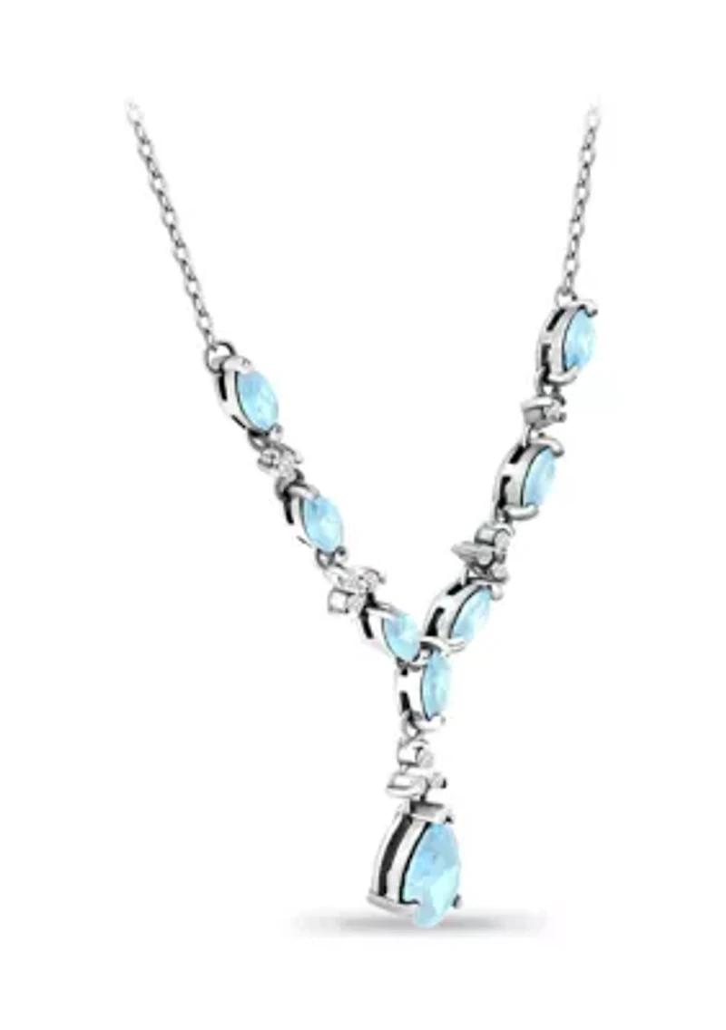 3.69 ct. t.w. Blue Topaz and White Topaz 'Y' Necklace, Sterling Silver