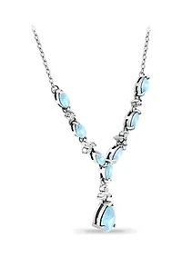 3.69 ct. t.w. Blue Topaz and White Topaz 'Y' Necklace, Sterling Silver