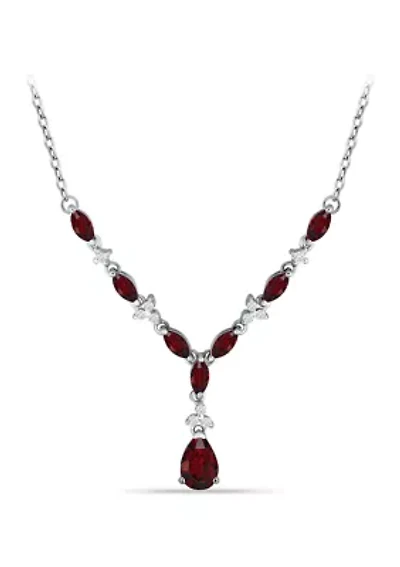 3.69 ct. t.w. Garnet and White Topaz 'Y' Necklace, Sterling Silver