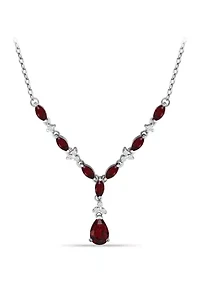 3.69 ct. t.w. Garnet and White Topaz 'Y' Necklace, Sterling Silver