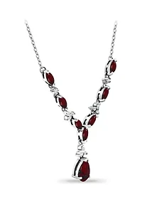 3.69 ct. t.w. Garnet and White Topaz 'Y' Necklace, Sterling Silver