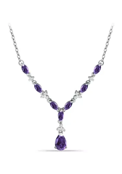 2.37 ct. t.w. African Amethyst and White Topaz 'Y' Necklace, Sterling Silver
