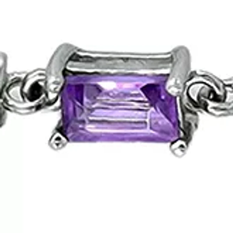 1.64 ct. t.w. Amethyst and Diamond Bolo Bracelet, Sterling Silver
