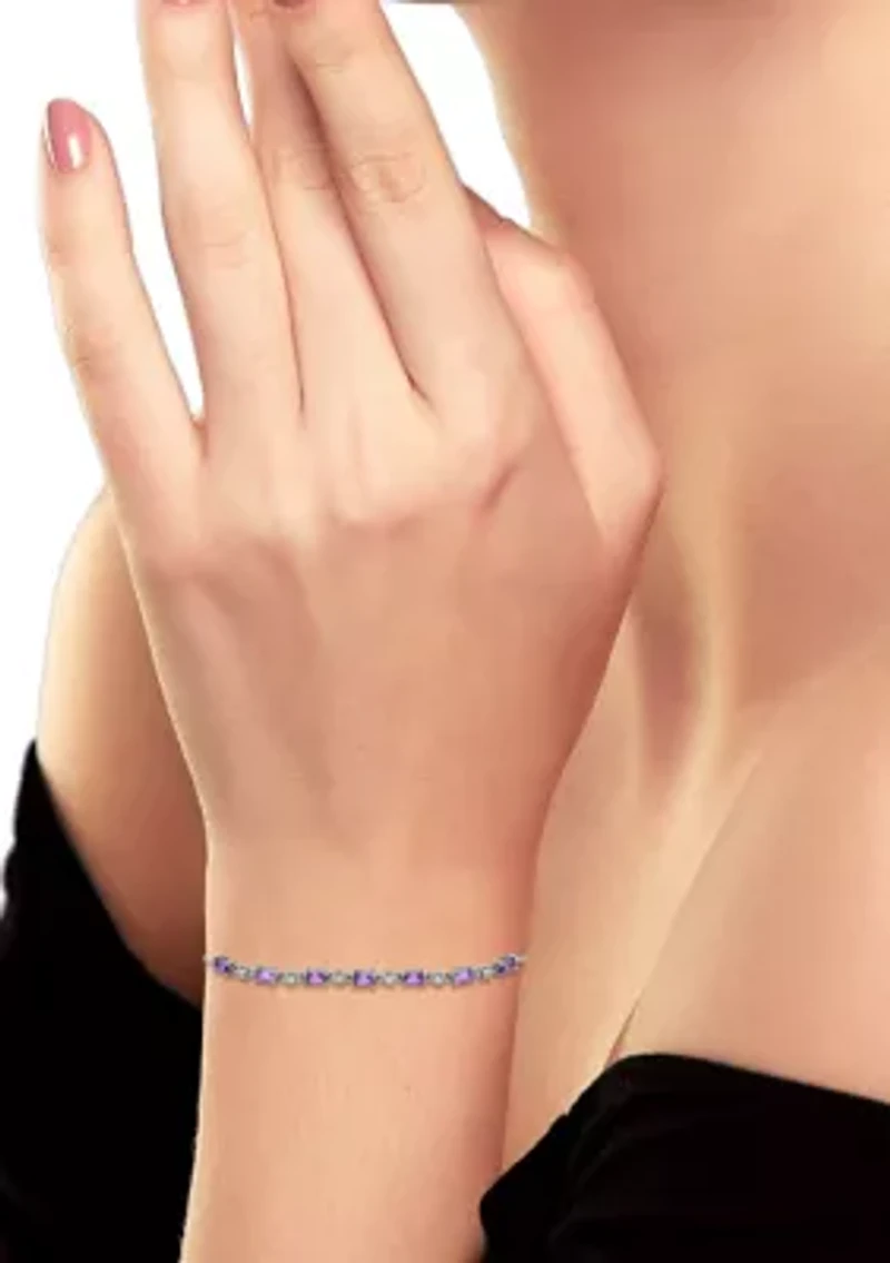 1.64 ct. t.w. Amethyst and Diamond Bolo Bracelet, Sterling Silver