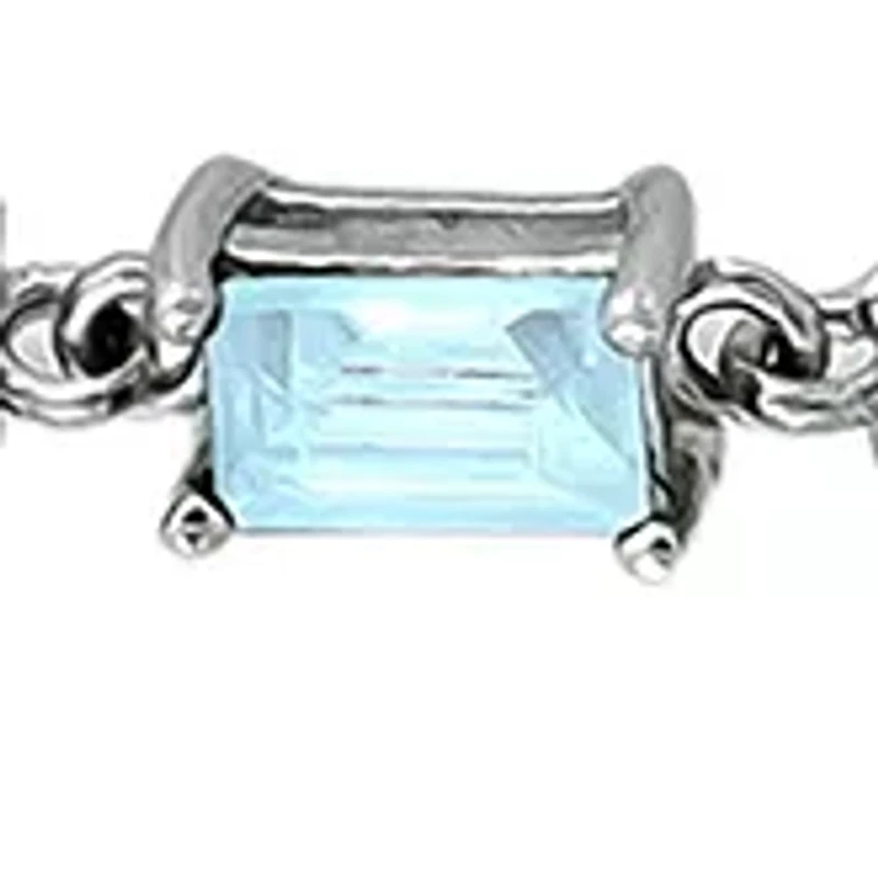2.31 ct. t.w. Blue Topaz and Diamond Bolo Bracelet, Sterling Silver