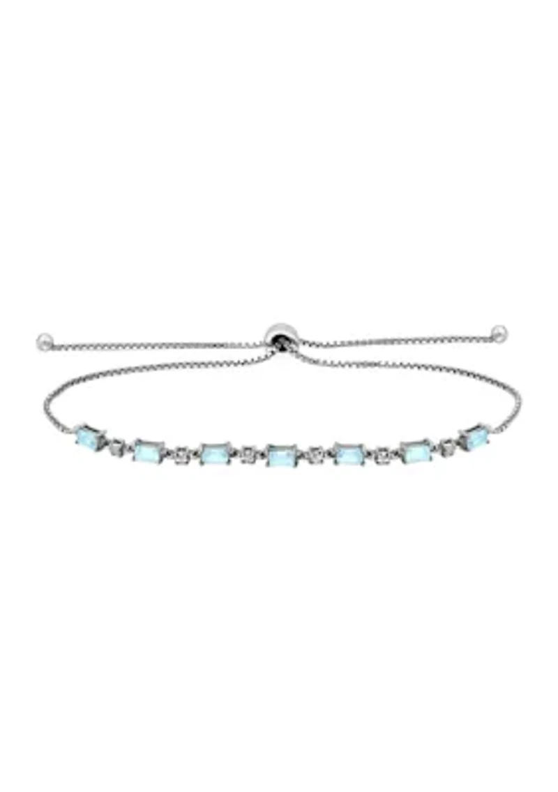 2.31 ct. t.w. Blue Topaz and Diamond Bolo Bracelet, Sterling Silver