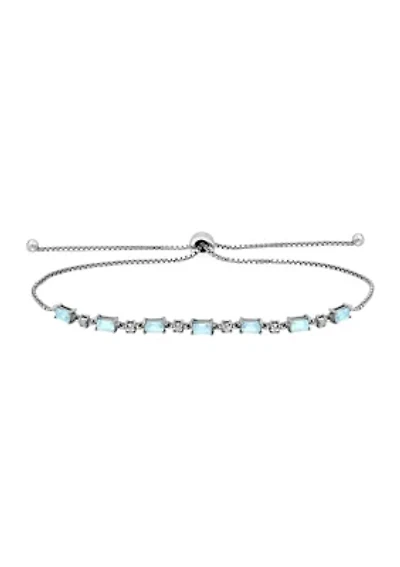 2.31 ct. t.w. Blue Topaz and Diamond Bolo Bracelet, Sterling Silver