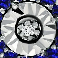 1/2 ct. t.w. Sapphire and 1/10 ct. t.w. Diamond Halo Stud Earrings in Sterling Silver