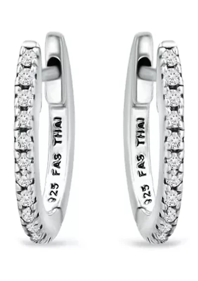 1/8 ct. t.w. Diamond Pavé Huggie Hoop Earrings in Sterling Silver