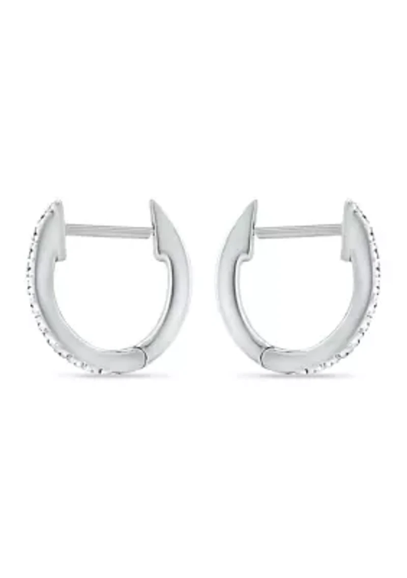1/8 ct. t.w. Diamond Pavé Huggie Hoop Earrings in Sterling Silver