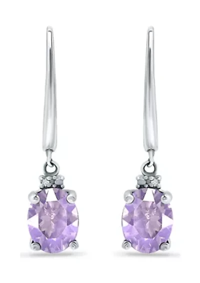 2.46 ct. t.w. Amethyst and 1/10 ct. t.w. Diamond Leverback Earrings in Sterling Silver