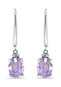 2.46 ct. t.w. Amethyst and 1/10 ct. t.w. Diamond Leverback Earrings in Sterling Silver