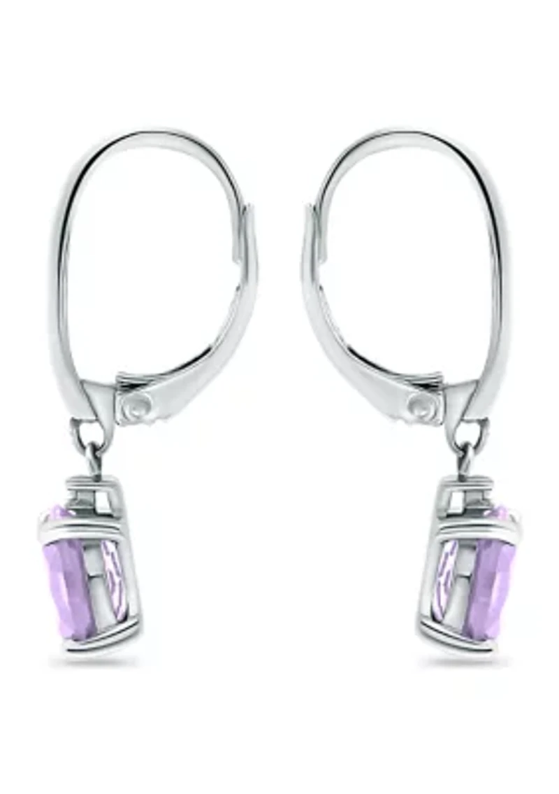 2.46 ct. t.w. Amethyst and 1/10 ct. t.w. Diamond Leverback Earrings in Sterling Silver