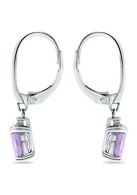 2.46 ct. t.w. Amethyst and 1/10 ct. t.w. Diamond Leverback Earrings in Sterling Silver