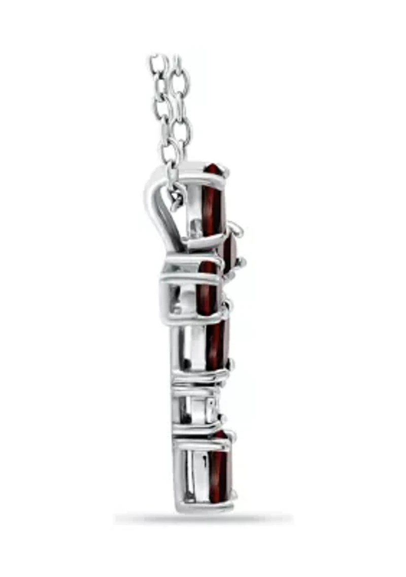 1.26 ct. t.w. Garnet and Diamond Cross Necklace, Sterling Silver