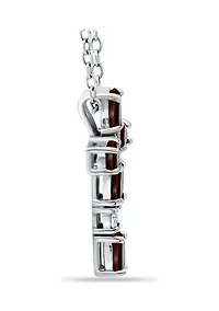 1.26 ct. t.w. Garnet and Diamond Cross Necklace, Sterling Silver