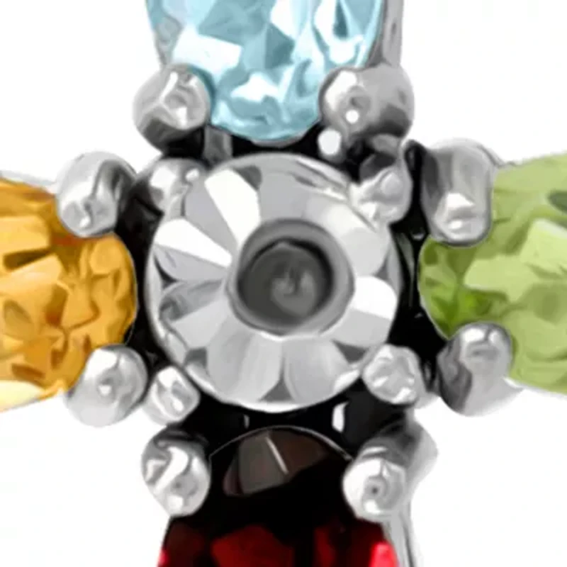 1.13 ct. t.w. Multi Gemstone and Diamond Cross Necklace, Sterling Silver