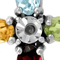 1.13 ct. t.w. Multi Gemstone and Diamond Cross Necklace, Sterling Silver