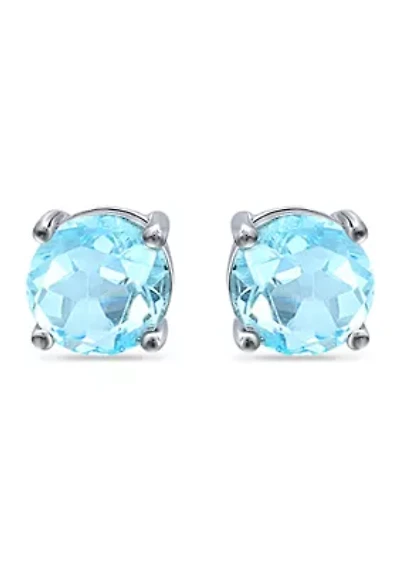 1.5 ct. t.w. Blue Topaz Stud Earrings, Sterling Silver