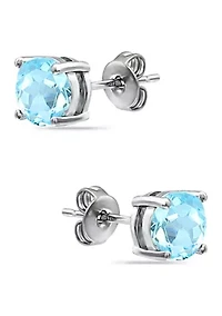 1.5 ct. t.w. Blue Topaz Stud Earrings, Sterling Silver