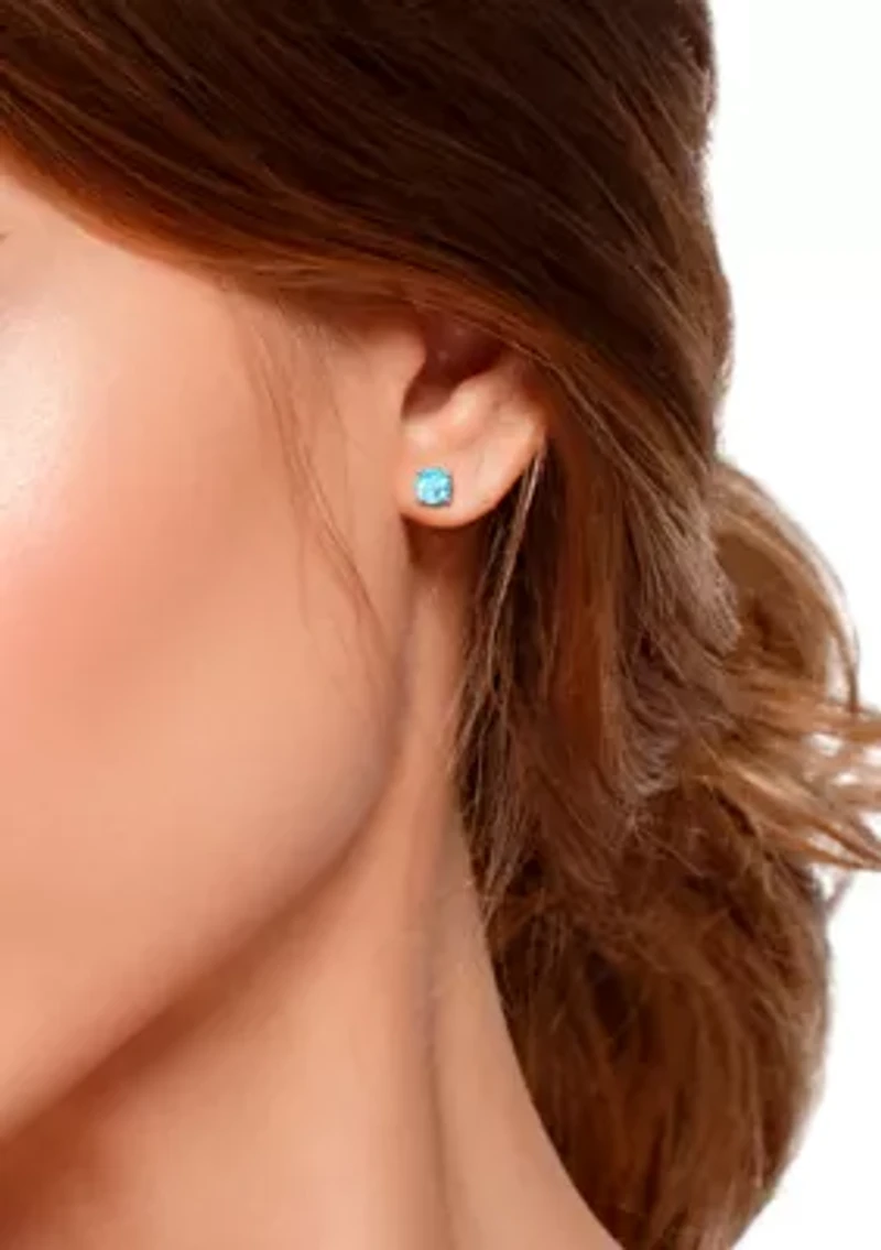 1.5 ct. t.w. Blue Topaz Stud Earrings, Sterling Silver