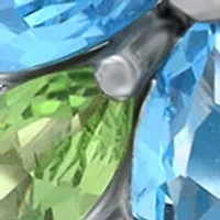 1.84 ct. t.w Blue Topaz and Peridot Flower stud Earring in Sterling Silver