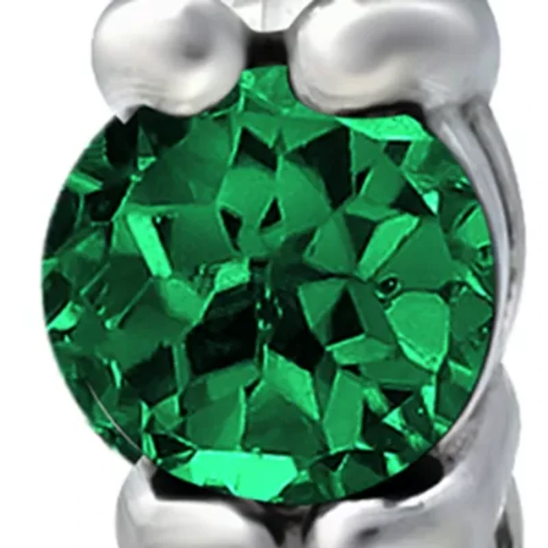 1/2 ct. t.w. Nano Emerald and 5/8 ct. t.w. Created White Sapphire Hoop Earrings in Sterling Silver