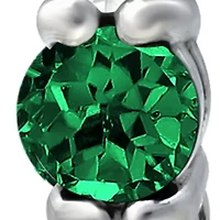 1/2 ct. t.w. Nano Emerald and 5/8 ct. t.w. Created White Sapphire Hoop Earrings in Sterling Silver