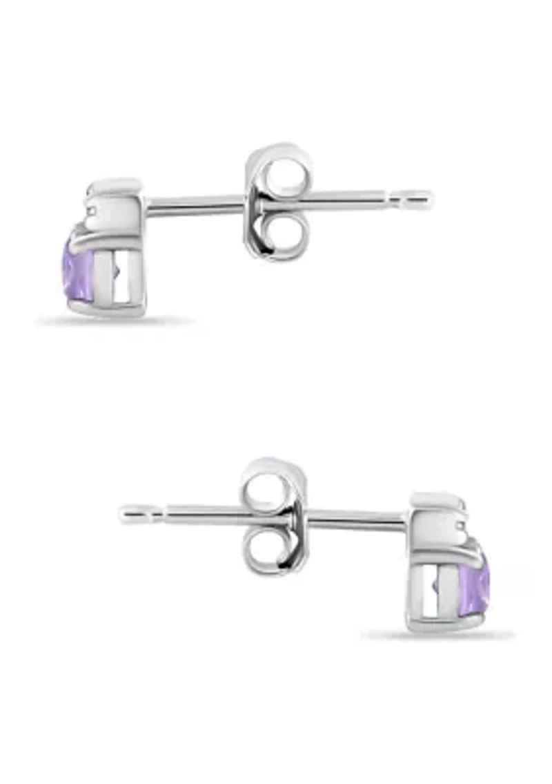 3/4 ct. t.w. Amethyst and White Topaz Bar Earrings, Sterling Silver