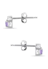3/4 ct. t.w. Amethyst and White Topaz Bar Earrings, Sterling Silver