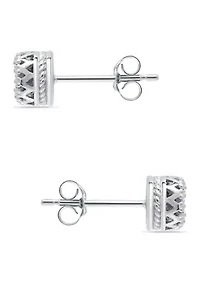 3/4 ct. 5MM Round Tanzanite Crown Stud Earrings, Sterling Silver