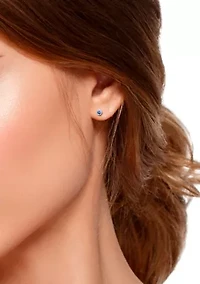 3/4 ct. 5MM Round Tanzanite Crown Stud Earrings, Sterling Silver