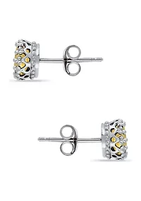1-1/4 ct. 6MM Round Citrine Crown Stud Earrings, Sterling Silver