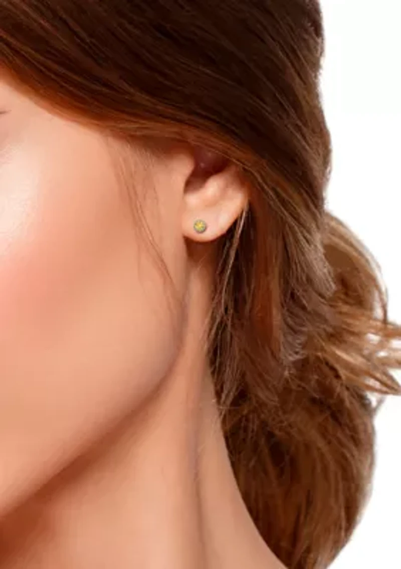 1-1/4 ct. 6MM Round Citrine Crown Stud Earrings, Sterling Silver