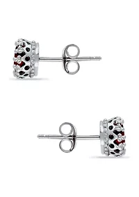 1-1/2 ct. 6MM Round Garnet Crown Stud Earrings, Sterling Silver