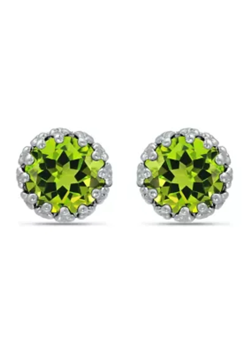 1-1/4 ct. 6MM Peridot Peridot Crown Stud Earrings, Sterling Silver