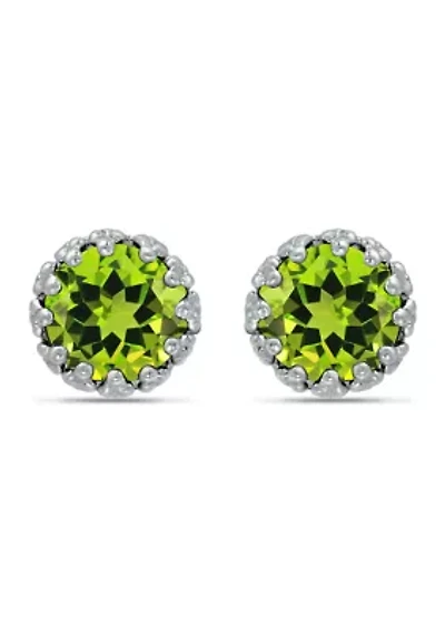 1-1/4 ct. 6MM Peridot Peridot Crown Stud Earrings, Sterling Silver