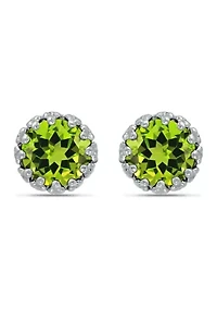 1-1/4 ct. 6MM Peridot Peridot Crown Stud Earrings, Sterling Silver