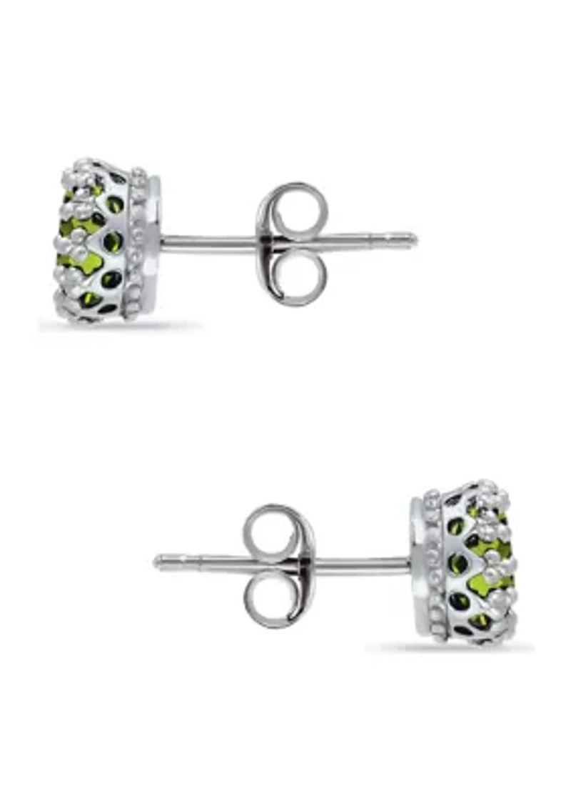 1-1/4 ct. 6MM Peridot Peridot Crown Stud Earrings, Sterling Silver