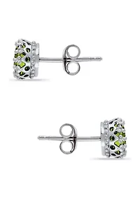 1-1/4 ct. 6MM Peridot Peridot Crown Stud Earrings, Sterling Silver