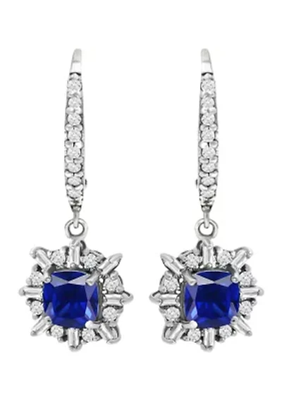 Lab Created 2.74 ct. t.w. Created Blue and Created White Sapphire Drop Lever Back Earrings, Sterling Silver