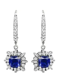 Lab Created 2.74 ct. t.w. Created Blue and Created White Sapphire Drop Lever Back Earrings, Sterling Silver